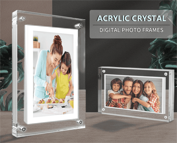 Acrylic frame for media player (video clips and photos), with the latest transparent design, with a built-in memory of 1 GB, suitable for home and office gifts